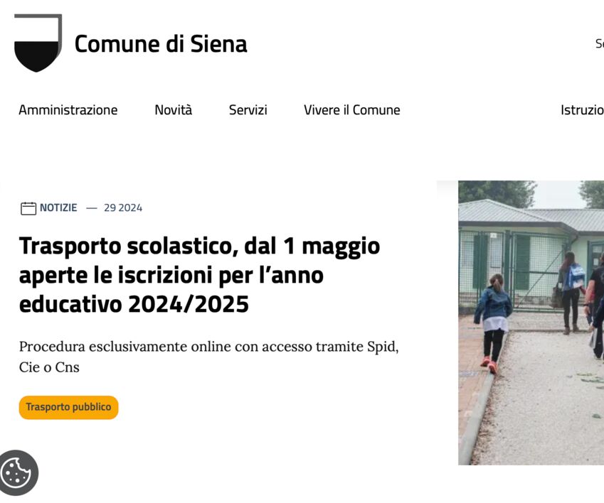La home page del sito del Comune di Siena 